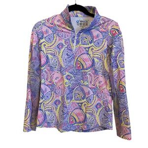 IBKUL Women's Size Small Quarter Zip Pullover Sun Shirt UPF 50+ Quick Dry